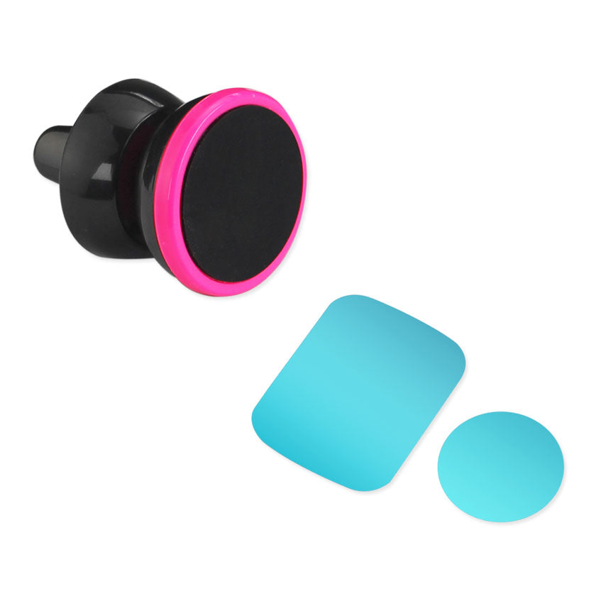 REIKO UNIVERSAL AIR VENT MAGNETIC CAR MOUNT PHONE HOLDER IN BLACK HOT PINK SKU:HLD10-BKHK
